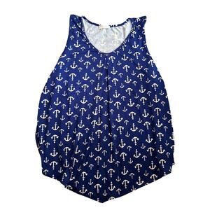 Star Vixen Anchor Tank Top Shirt Plus Size 2x Blue White Nautical